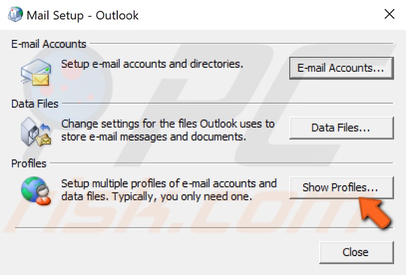 create new outlook profile step 3