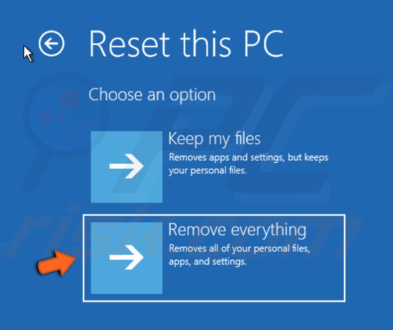 reset your pc step 3