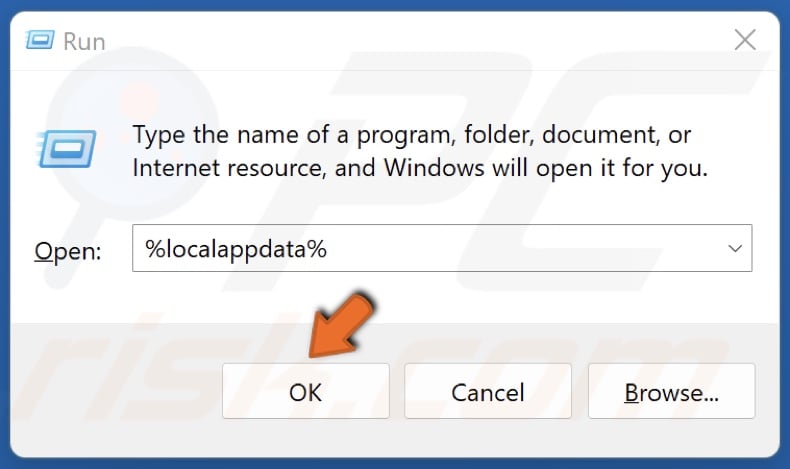 Type in %localappdata% in the Run dialog and click OK