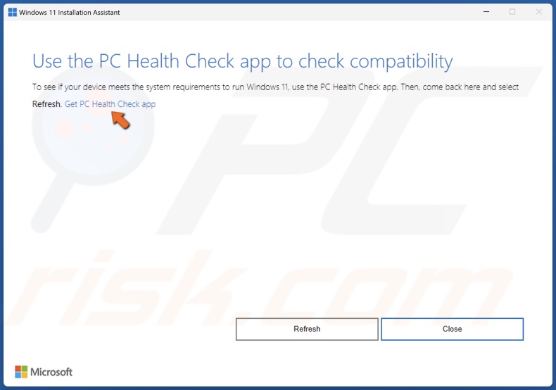 Click Get PC Health Check app