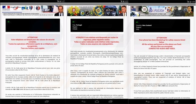 android ransomware targeting France Portugal and New Zeland