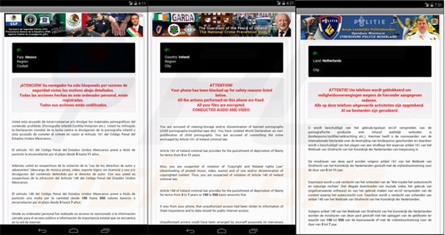 android ransomware targeting Mexico Ireland and Netherlands