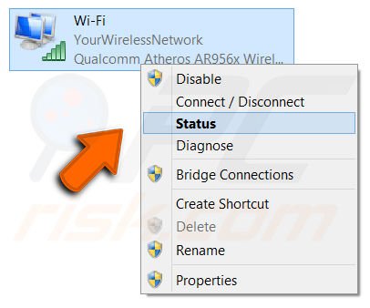 Going into Status of your wireless network