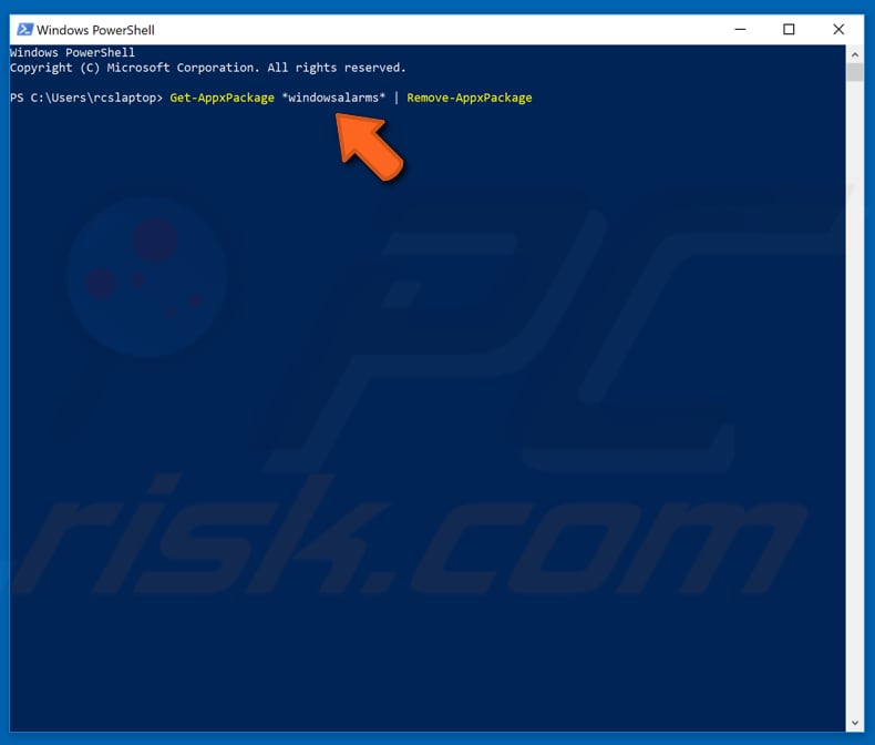 uninstall applications using power shell step 2