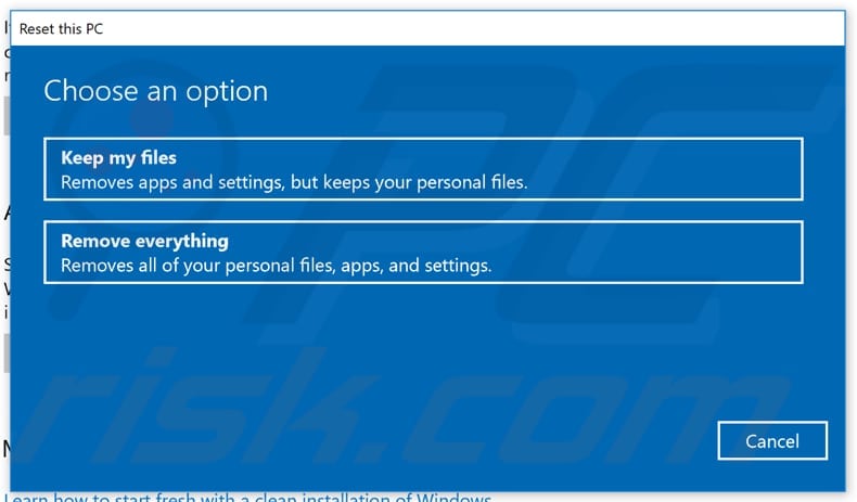 recovery using reset this pc step 2