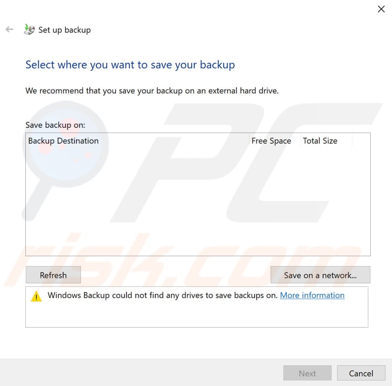 backup using back up and restore in windows 10 step 5