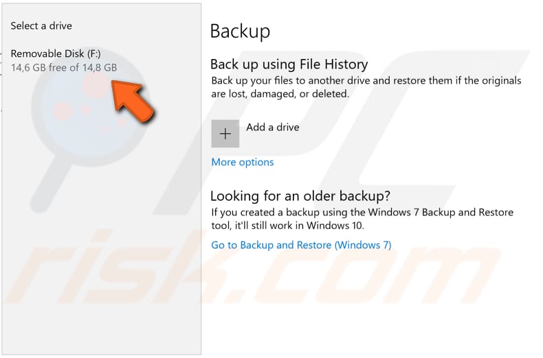 backup using file history in windows 10 step 2
