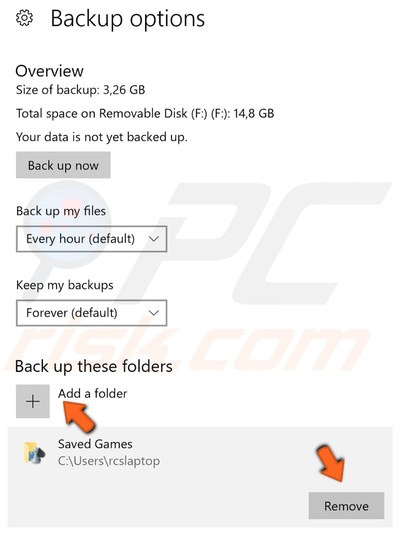 backup using file history in windows 10 step 4