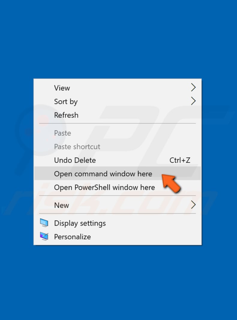 how to bring back open command window here option to the background context menu step 8