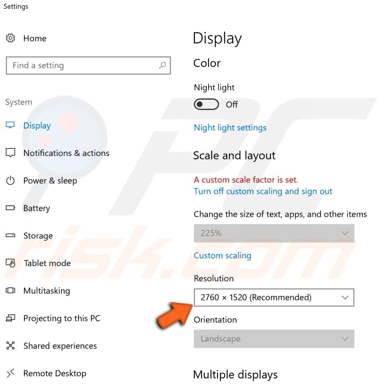 change screen resolution in windows 10 step 2