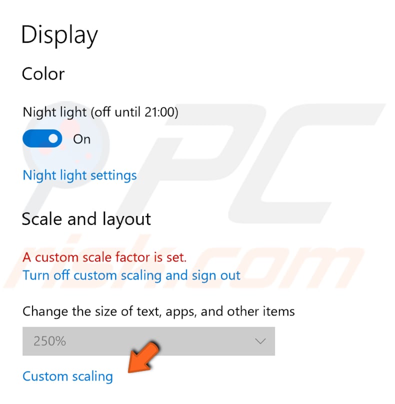 custom scaling settings step 1