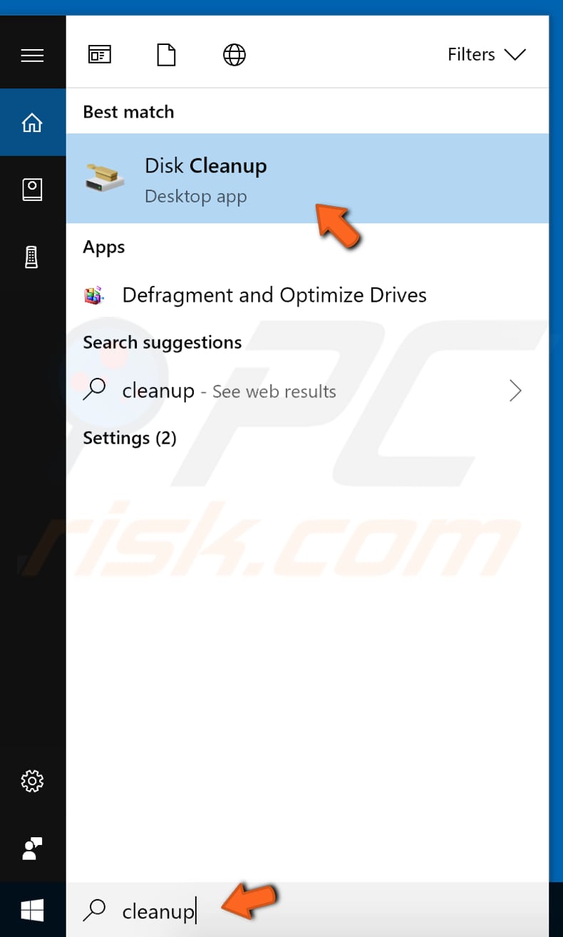 delete windows.old folder using disk cleanup tool step 1
