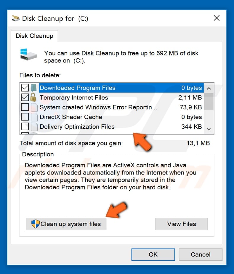 delete windows.old folder using disk cleanup tool step 3