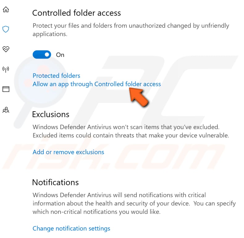 controlled folder access windows 7