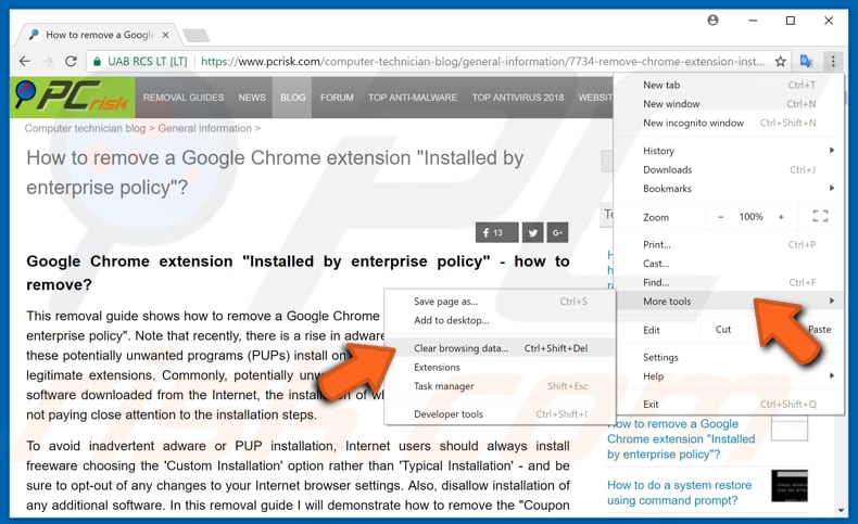 make your google chrome faster by clearing browsing data step 1