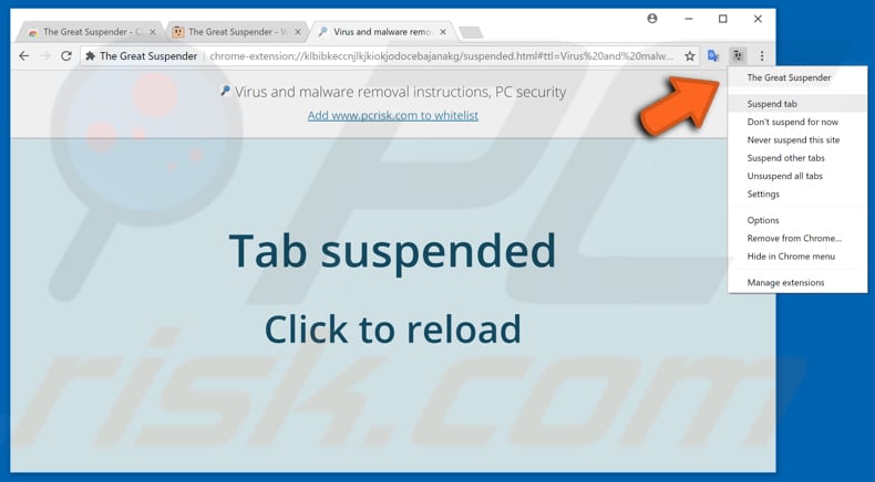 make your google chrome faster closing opened tabs or suspending them