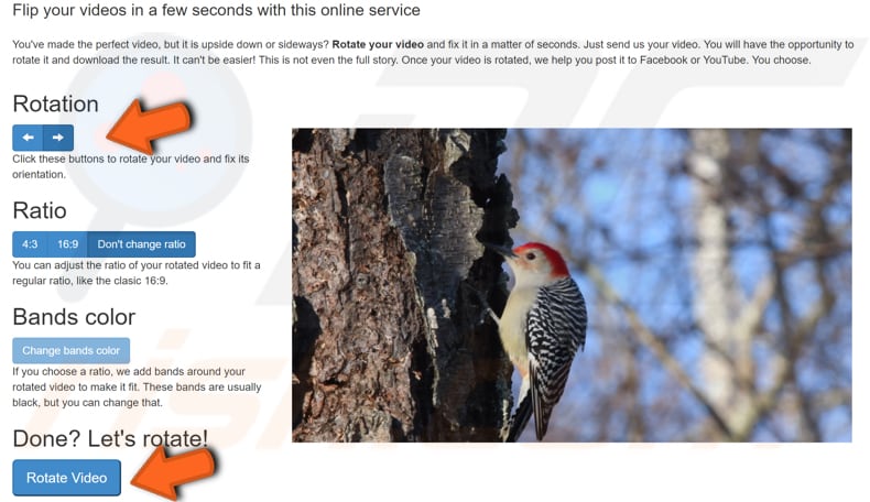 rotate video online step 2