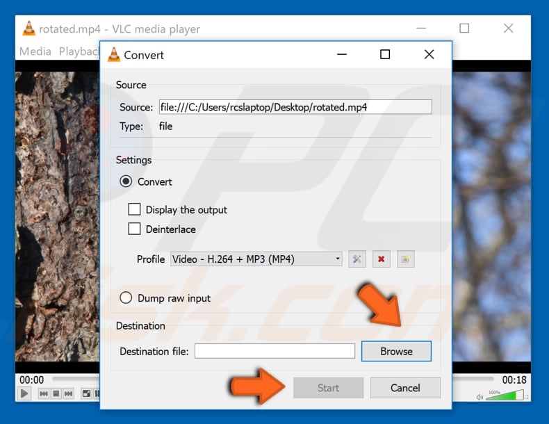 rotate video with vlc media player step 10