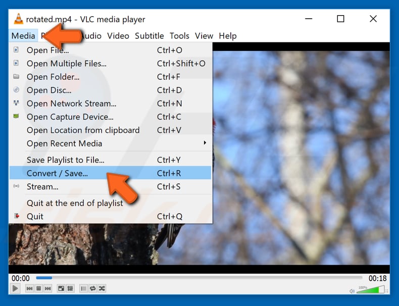 windows media player turn video rotate video