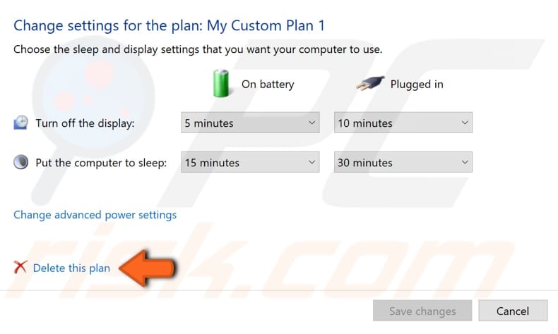 delete power plan windows 10