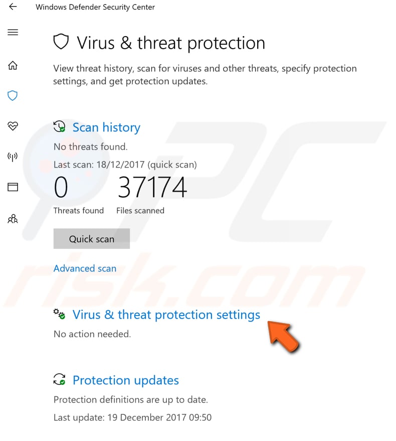 adjust your virus protection settings step 1