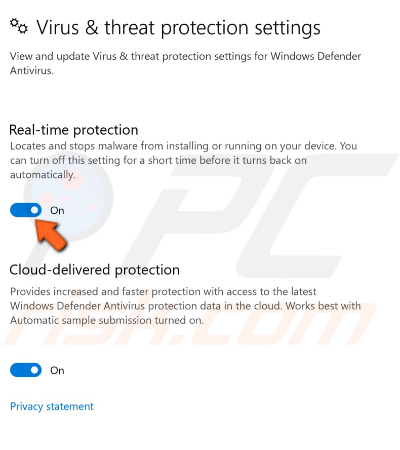 adjust your virus protection settings step 2