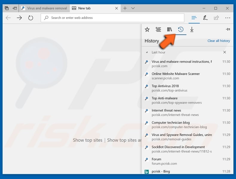 How to restore recently closed tabs in Microsoft Edge step 3