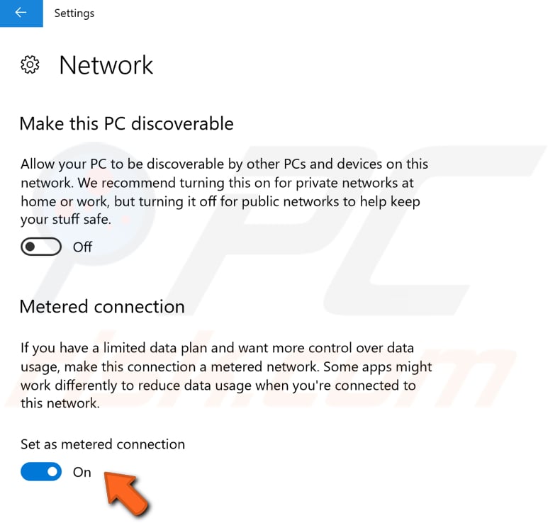 set ethernet connection as metered step 4