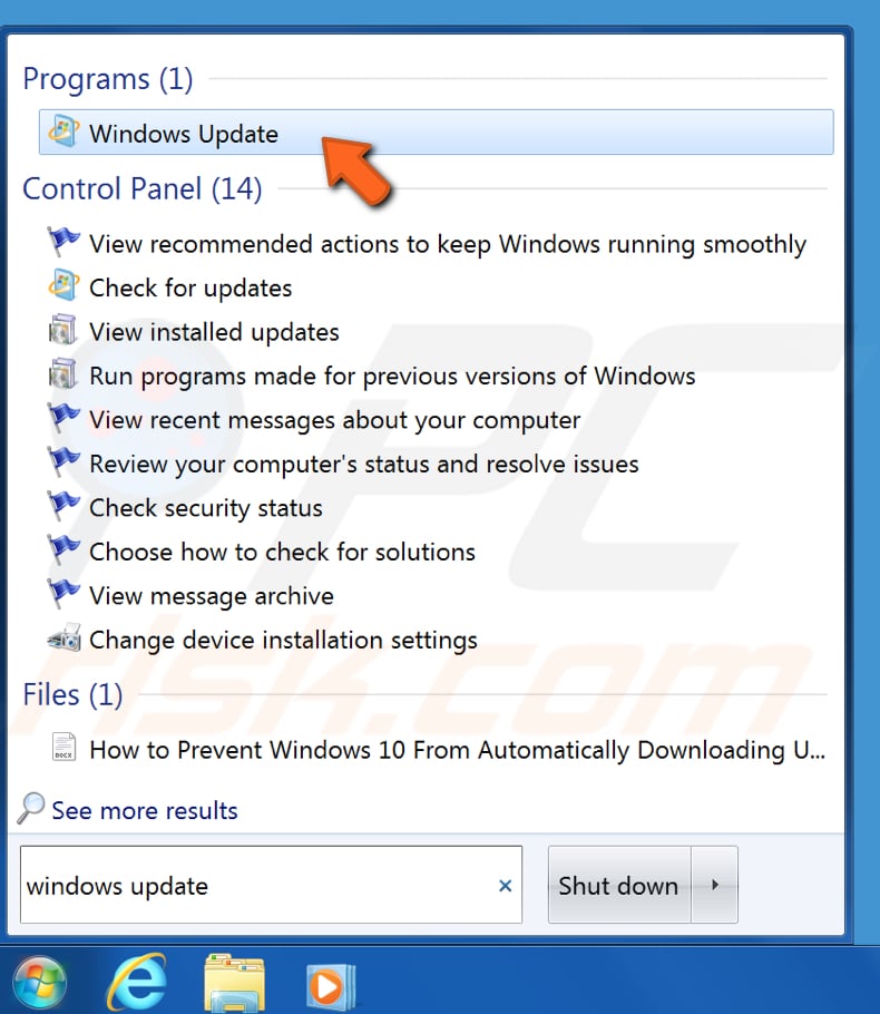 preventing windows 7 from automatically downloading and installing updates step 2