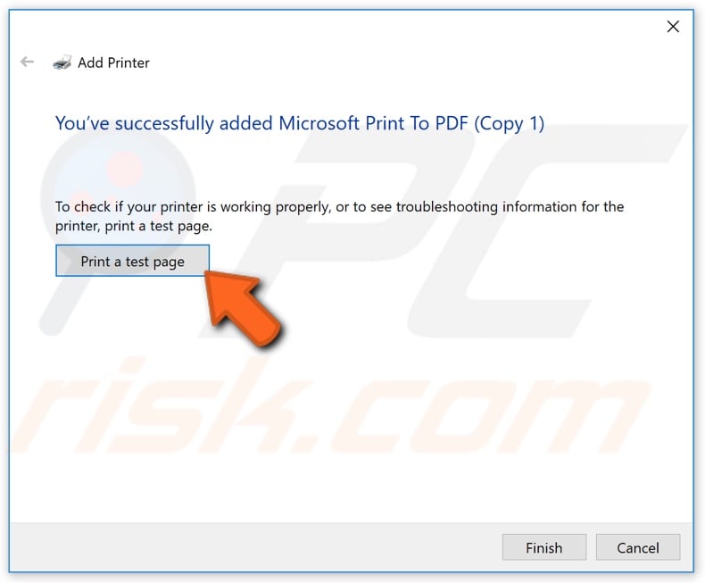 How to manually set up Microsoft print to PDF step 11
