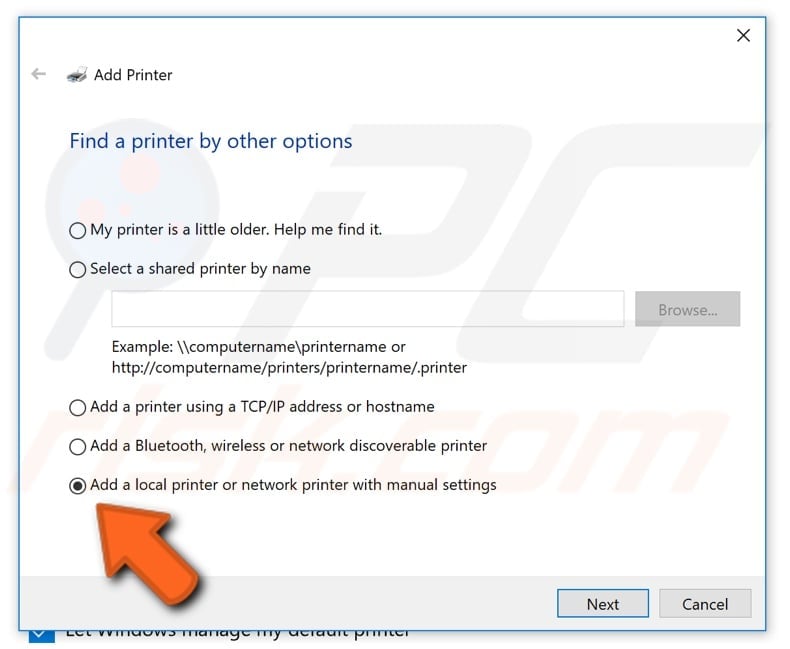 How to manually set up Microsoft print to PDF step 6