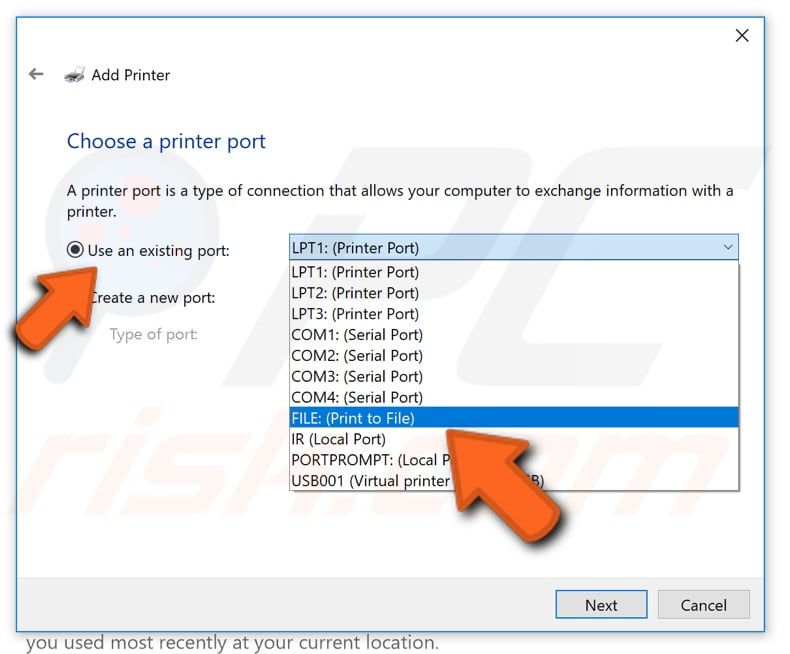 How to manually set up Microsoft print to PDF step 7