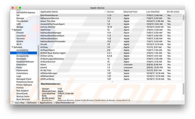 mac os list version info