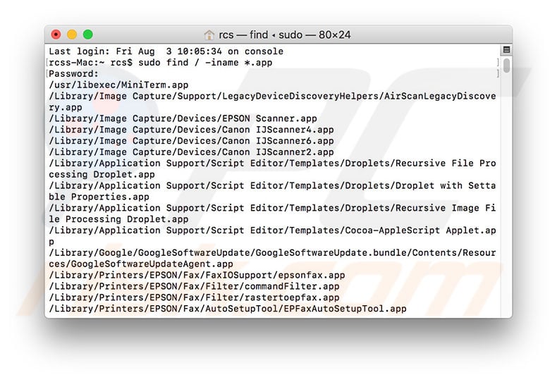 how to serch your mac for a file with the terminal