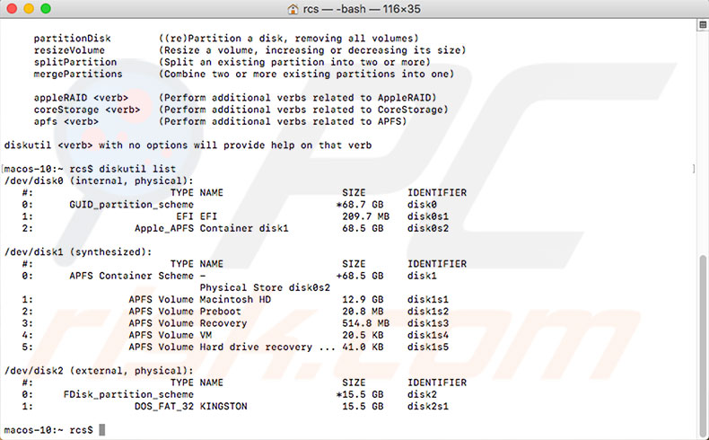 mac terminal commands external drive