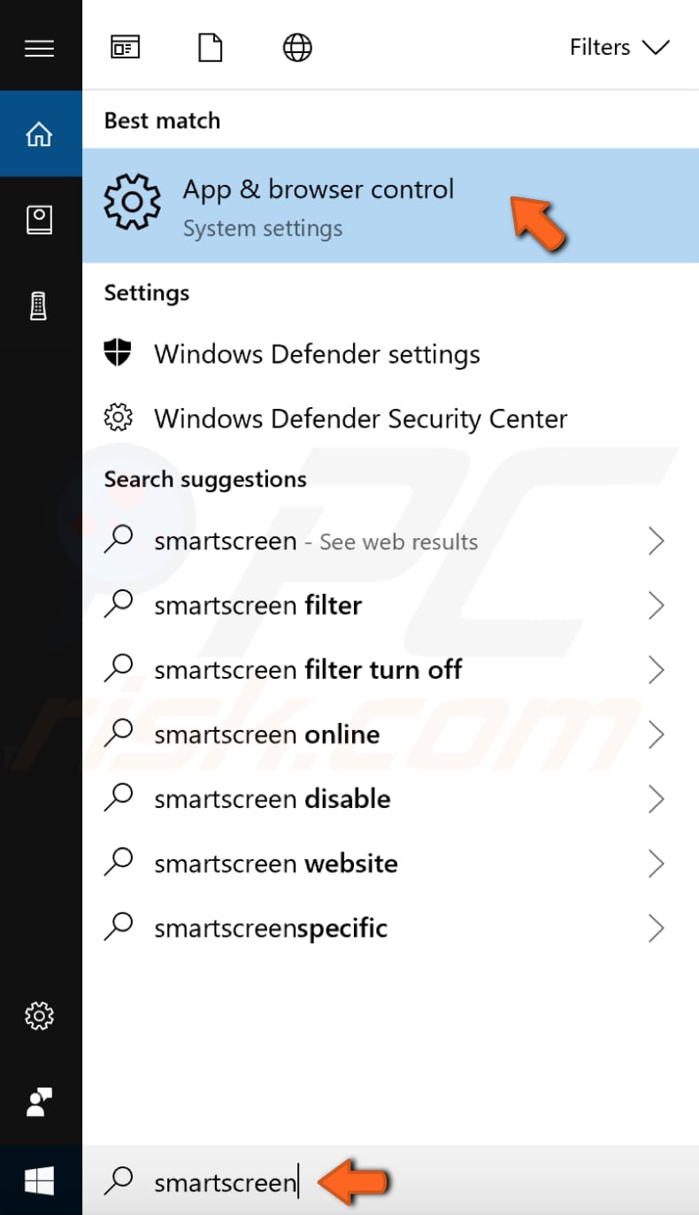 disable windows SmartScreen step 1