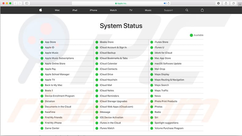 apple-server-status-page