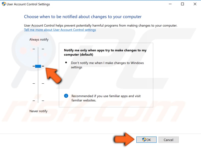 check UAC settings step 2