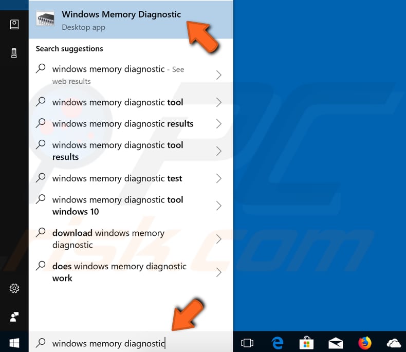 run memory diagnostic tool step 1