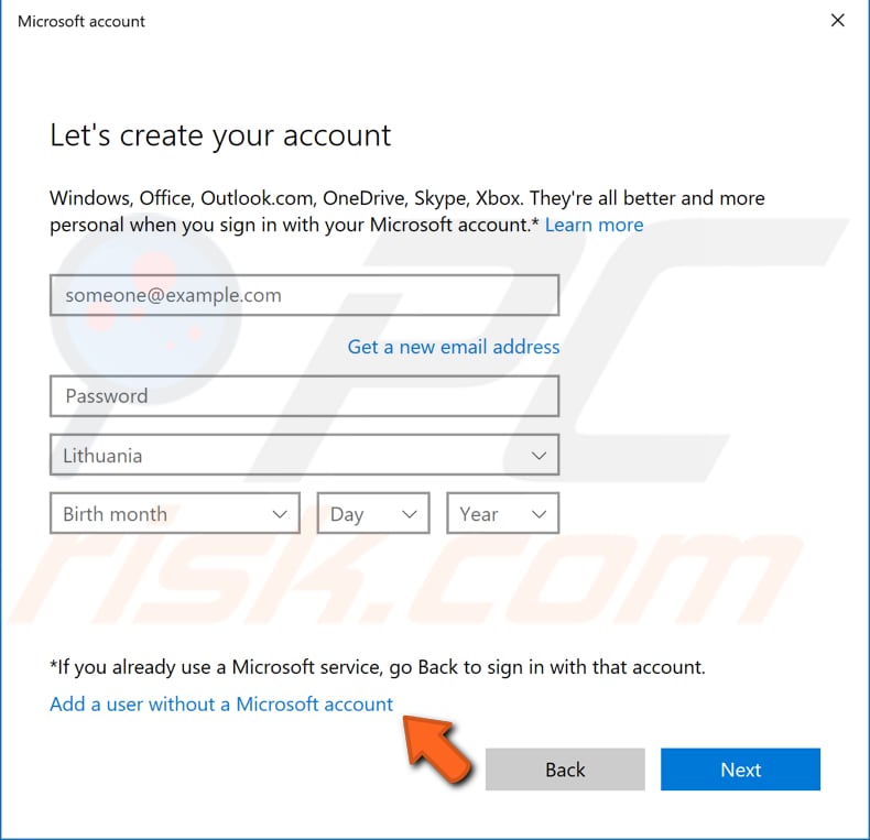 create a new user account step 4