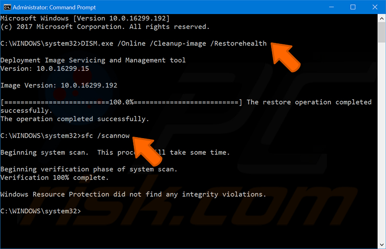 perform dism and sfc scan step 2