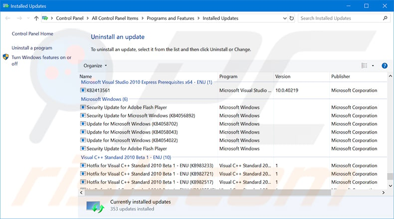 windows update history windows 10 step 3