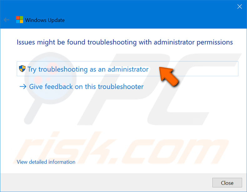 use windows update troubleshooter step 3