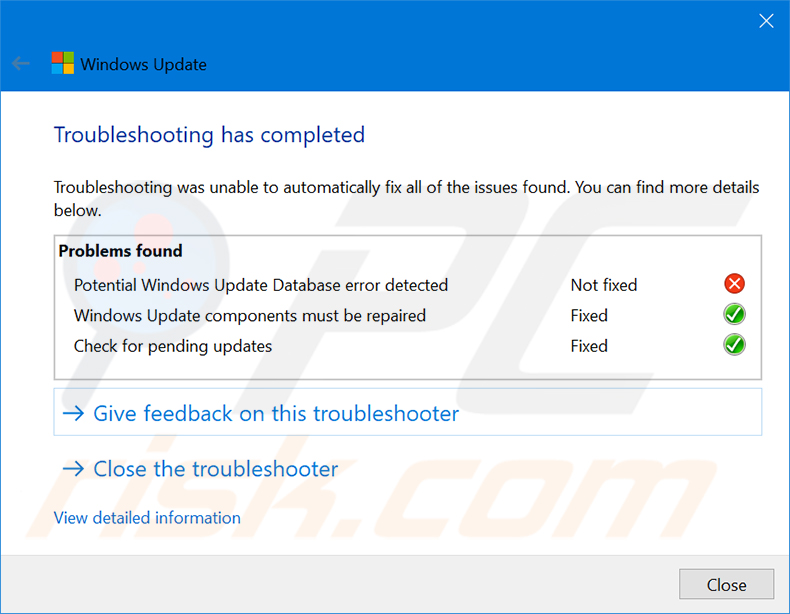 use windows update troubleshooter step 4