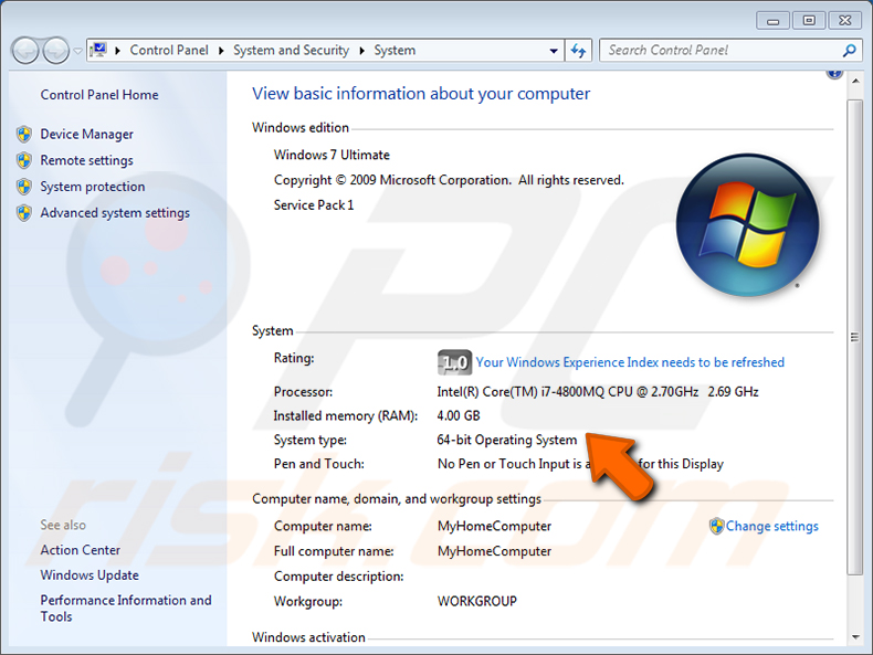 check windows 7 version step 1