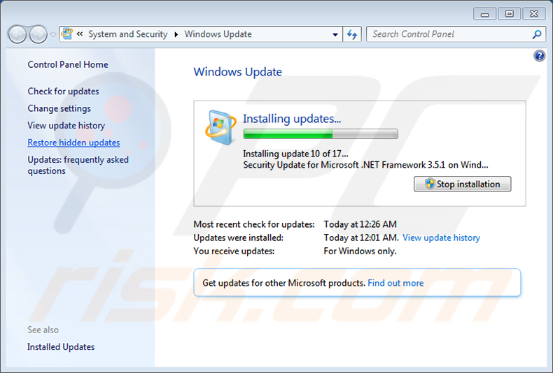 how to run windows update windows 7 step 2