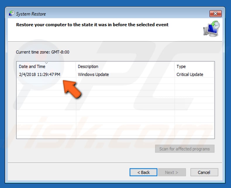 restore your system using restore point step 4