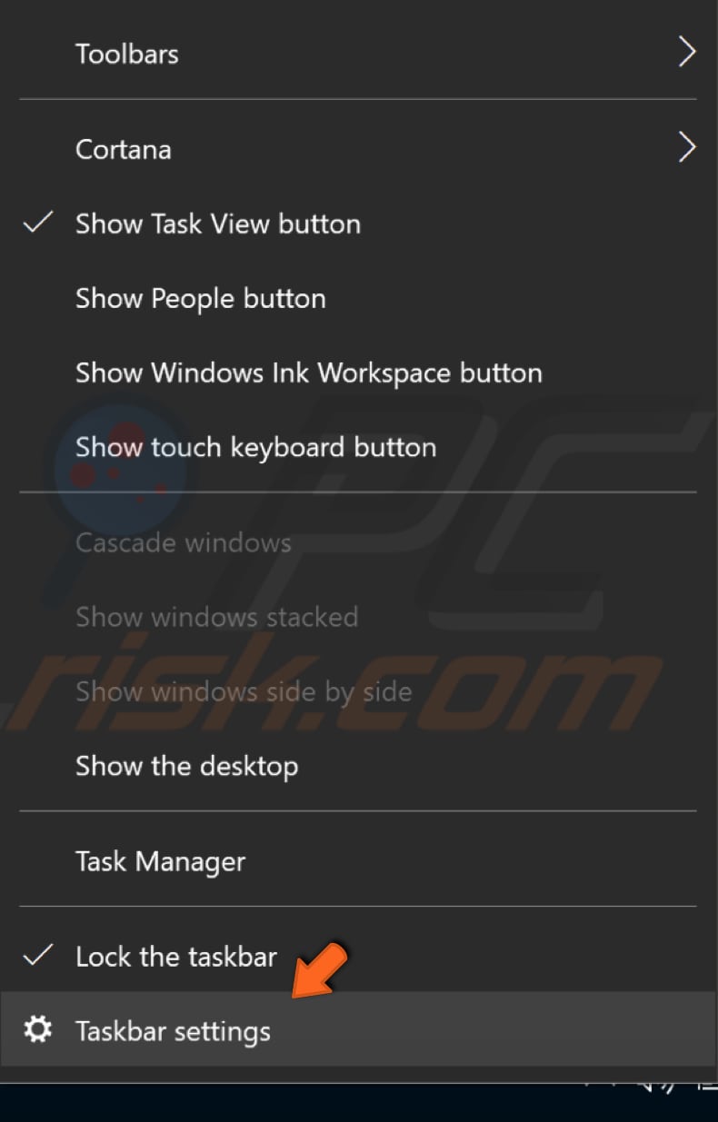 customize taskbar settings step 1