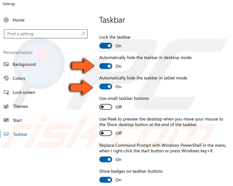 customize taskbar settings step 2