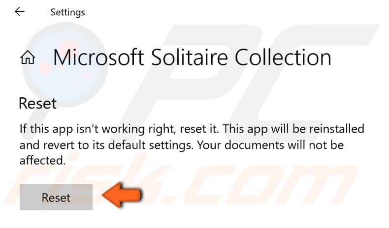 how can i reset my microsoft solitaire collection windows 10